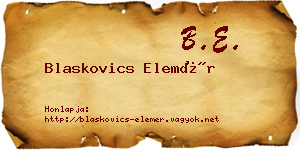 Blaskovics Elemér névjegykártya
